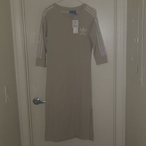 adidas 3 Stripe Beige Midi Dress